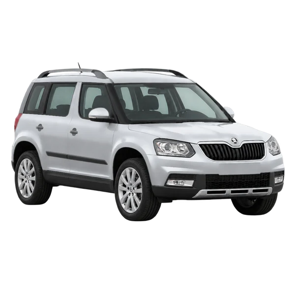 シルバーの2017 Skoda Yeti（フロントスリークォーター(左向き)ビュー）