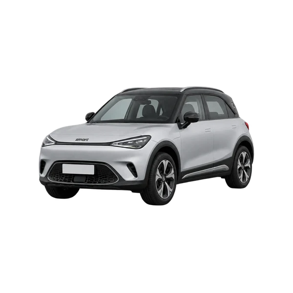 Smart #5 2025 باللون فضي، منظر منظر أمامي بزاوية ثلاثة أرباع (متجه لليسار)