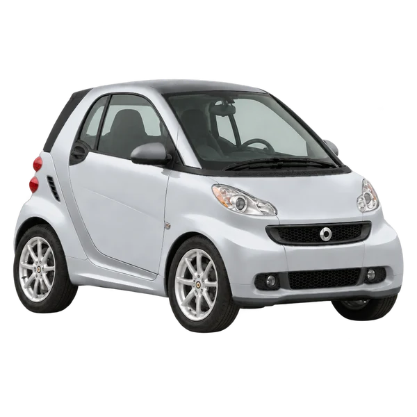 Smart Fortwo 2008 prata, vista três quartos dianteiro (voltado para a direita)