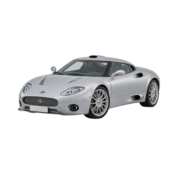 Spyker C8 2016 باللون فضي، منظر منظر أمامي بزاوية ثلاثة أرباع (متجه لليسار)