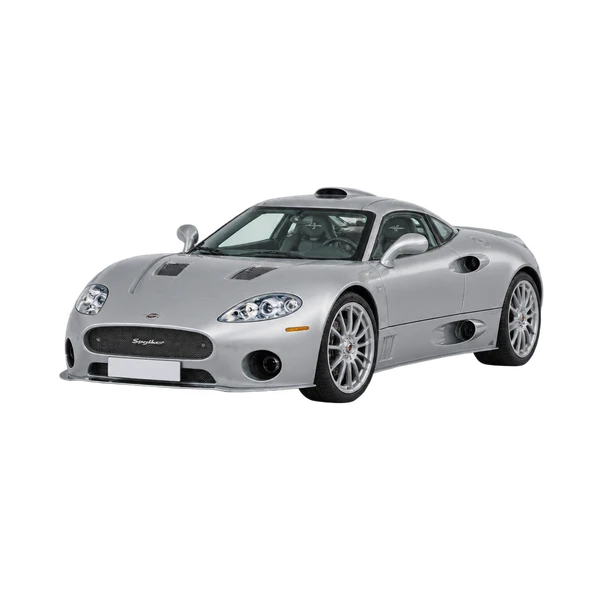 2021 Spyker C8 in Silber, Ansicht: Dreiviertelansicht vorne (nach links gerichtet)