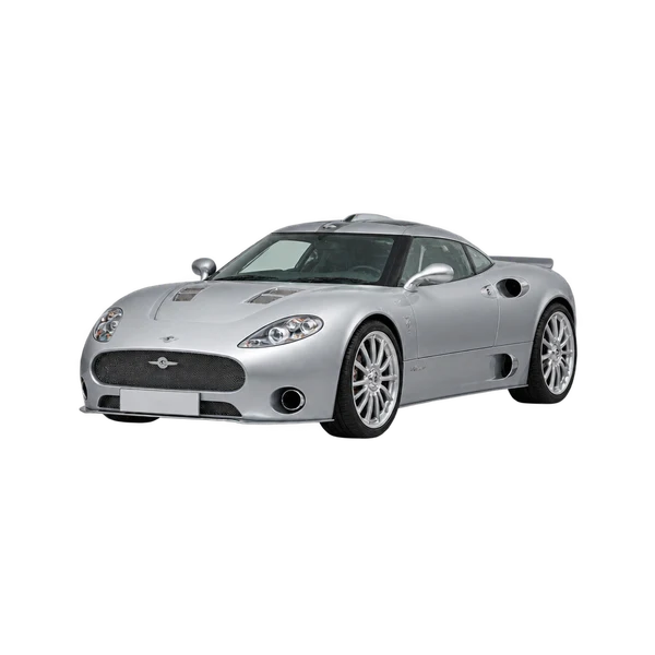 Spyker D8/D12 2010 باللون فضي، منظر منظر أمامي بزاوية ثلاثة أرباع (متجه لليسار)
