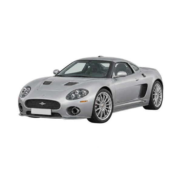 Spyker D8/D12 2021 باللون فضي، منظر منظر أمامي بزاوية ثلاثة أرباع (متجه لليسار)
