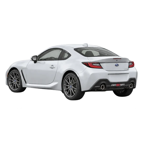 silver 2022 Subaru BRZ rear three-quarter (facing left) view
