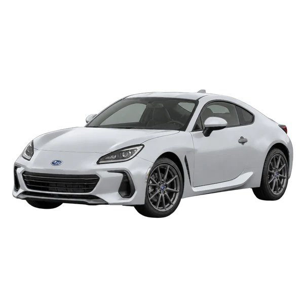 Subaru BRZ 2027 باللون فضي، منظر منظر أمامي بزاوية ثلاثة أرباع (متجه لليسار)
