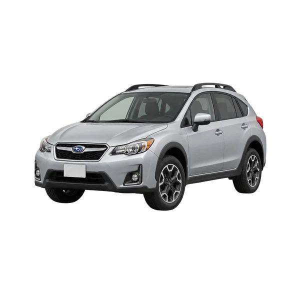 Subaru Crosstrek 2016 prata, vista dianteira em três quartos (voltada para a esquerda)