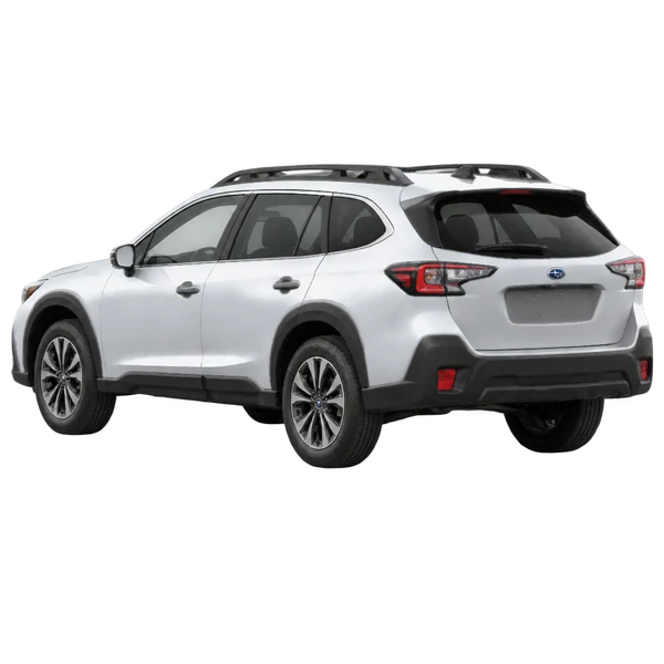 Subaru E-Outback 2026 prata, vista três quartos traseira (voltada para a esquerda)