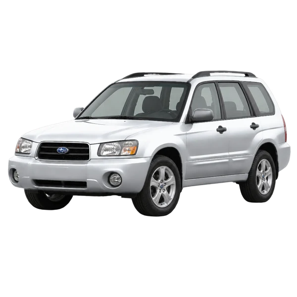 2004 Subaru Forester in Silber, Ansicht: Dreiviertelansicht vorne (nach links gerichtet)