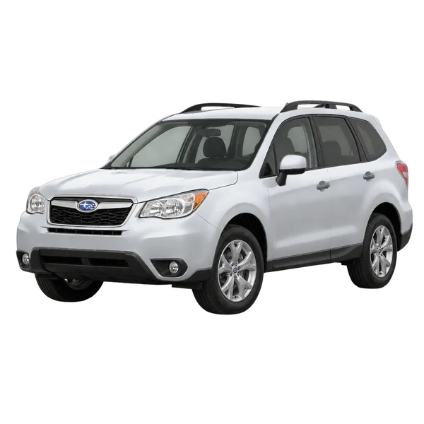 Subaru Forester 2016 باللون فضي، منظر منظر أمامي بزاوية ثلاثة أرباع (متجه لليسار)