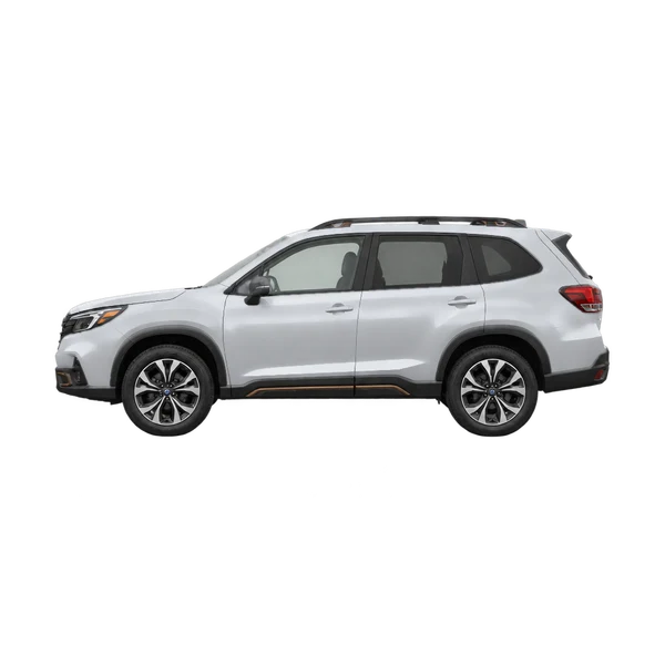 Subaru Forester 2025 باللون فضي، منظر جانبي (متجه إلى اليسار)