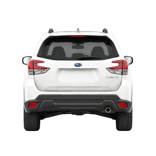 Subaru Forester 2026 باللون أبيض، منظر من الخلف