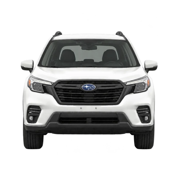 Subaru Forester 2027 باللون أبيض، منظر أمامي