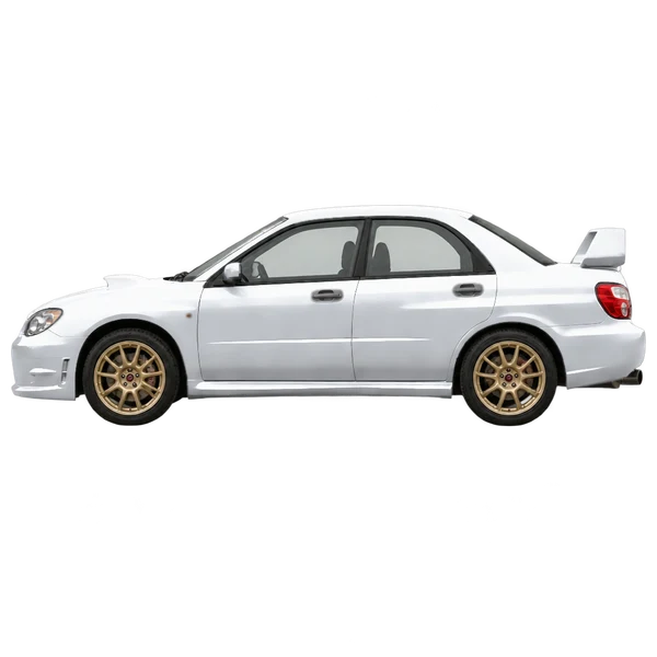 2005 Subaru Impreza WRX STI in Silber, Ansicht: Seite (nach links gerichtet)