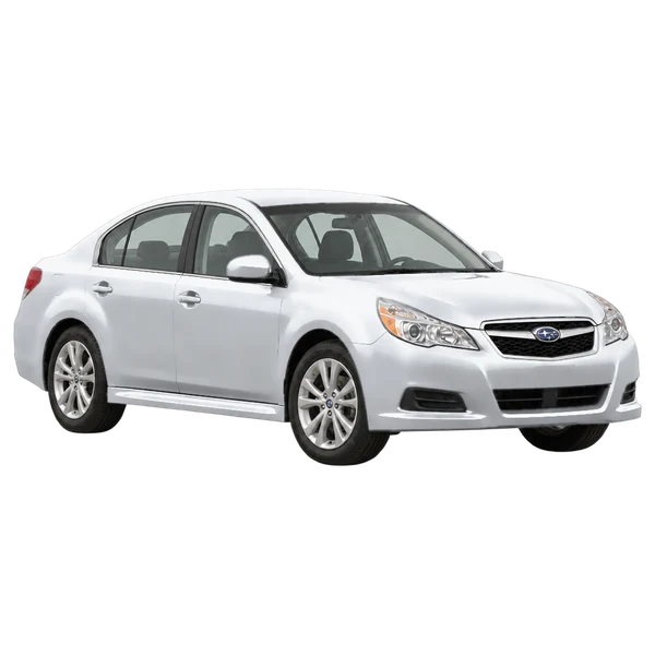 シルバーの2010 Subaru Legacy(フロントスリークォーター(右向き)ビュー)