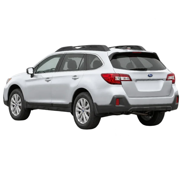 シルバーの2018 Subaru Outback(リア斜め(左向き)ビュー)