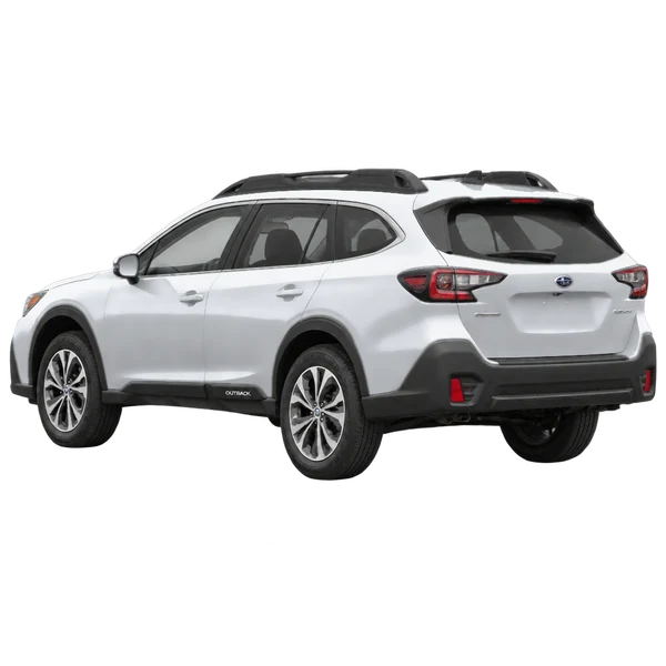 Subaru Outback 2023 prata, vista três quartos traseira (voltada para a esquerda)
