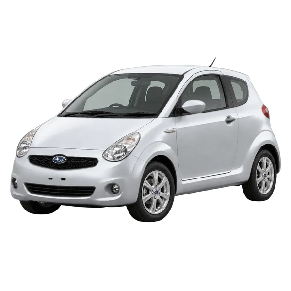 Subaru R1 2022 prata, vista dianteira em três quartos (voltada para a esquerda)