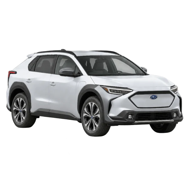 Subaru Solterra 2027 argent, vue trois-quarts avant (orienté vers la droite)