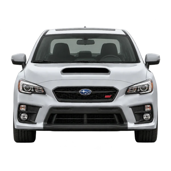 Subaru WRX STI 2017 باللون فضي، منظر أمامي