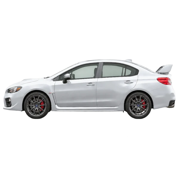 Subaru WRX STI 2017 باللون فضي، منظر جانبي (متجه إلى اليسار)