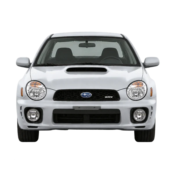 Subaru WRX 2003 باللون فضي، منظر أمامي
