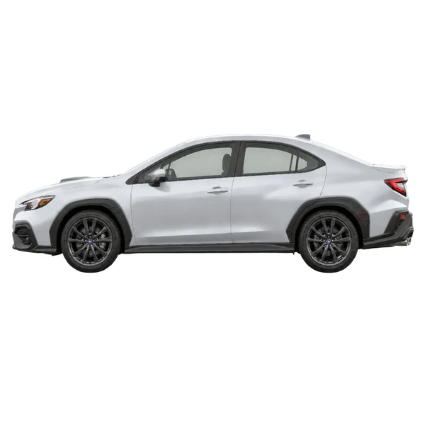 Subaru WRX 2025 argent, vue côté (vers la gauche)