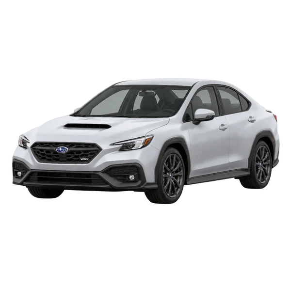 Subaru WRX 2027 prata, vista dianteira em três quartos (voltada para a esquerda)