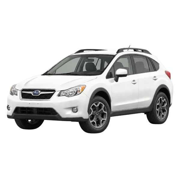 Subaru XV 2012 باللون أبيض، منظر منظر أمامي بزاوية ثلاثة أرباع (متجه لليسار)