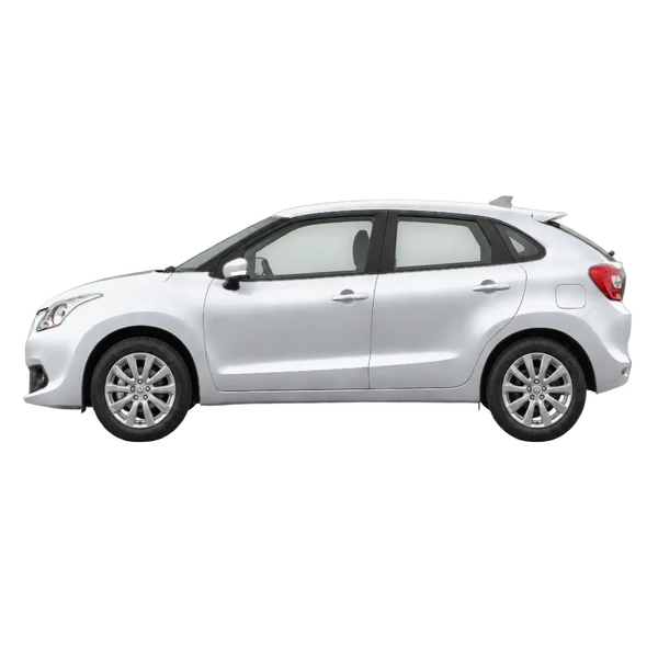 Suzuki Baleno 2016 prata, vista lateral (voltada para a esquerda)