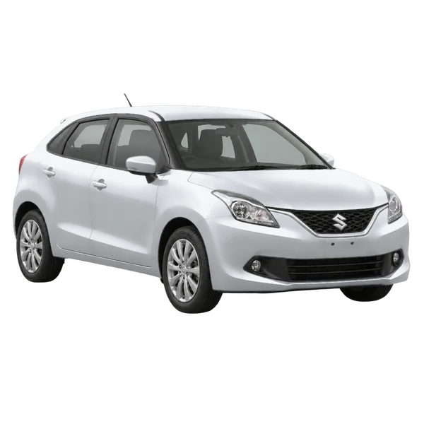 Suzuki Baleno 2017 en plateado, vista frontal tres cuartos (hacia la izquierda)