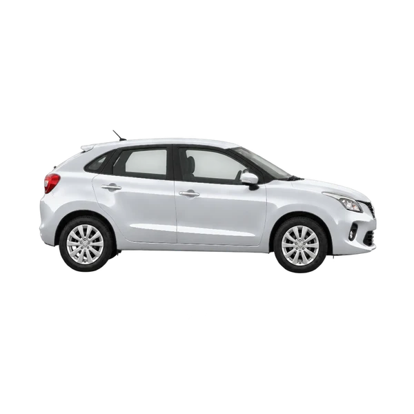 Suzuki Baleno 2018 en plateado, vista lateral (hacia la derecha)