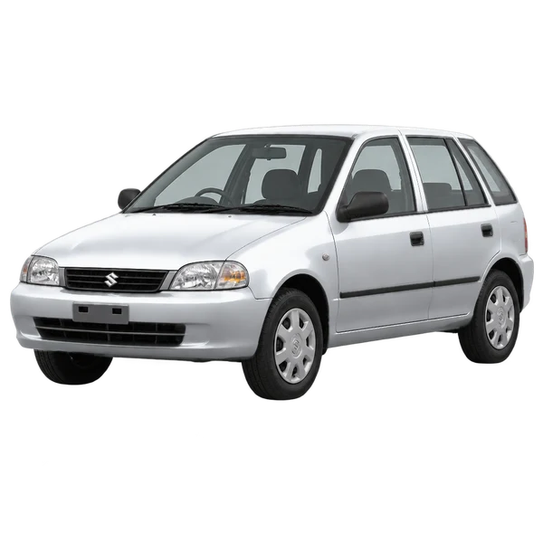 Suzuki Cultus 2001 prata, vista dianteira em três quartos (voltada para a esquerda)