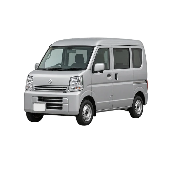 Suzuki Every 2021 prata, vista dianteira em três quartos (voltada para a esquerda)