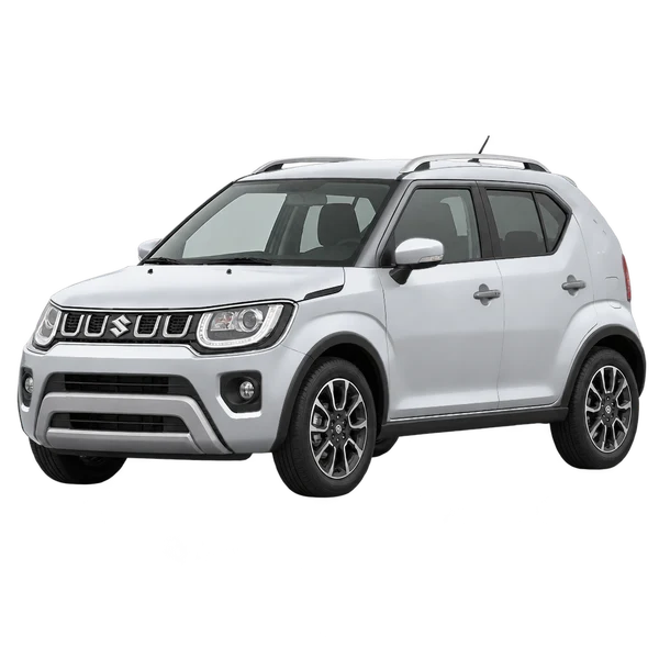 シルバーの2025 Suzuki Ignis（フロントスリークォーター(左向き)ビュー）