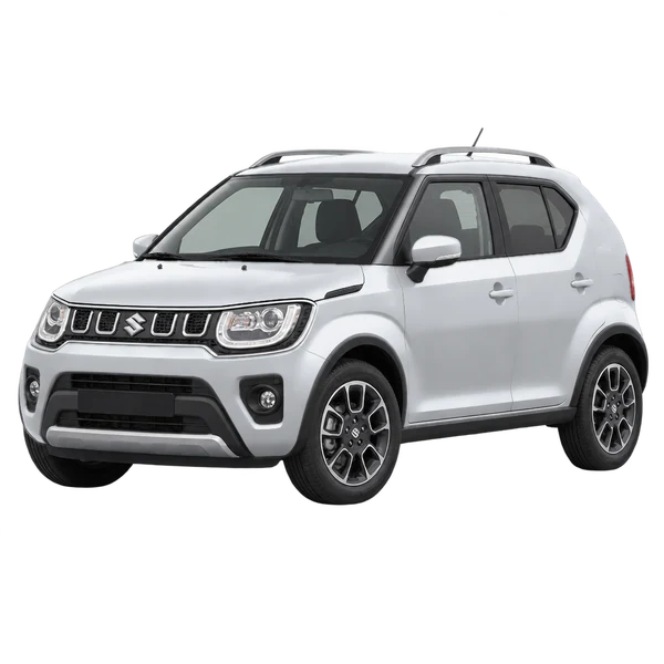 Suzuki Ignis 2026 prata, vista dianteira em três quartos (voltada para a esquerda)