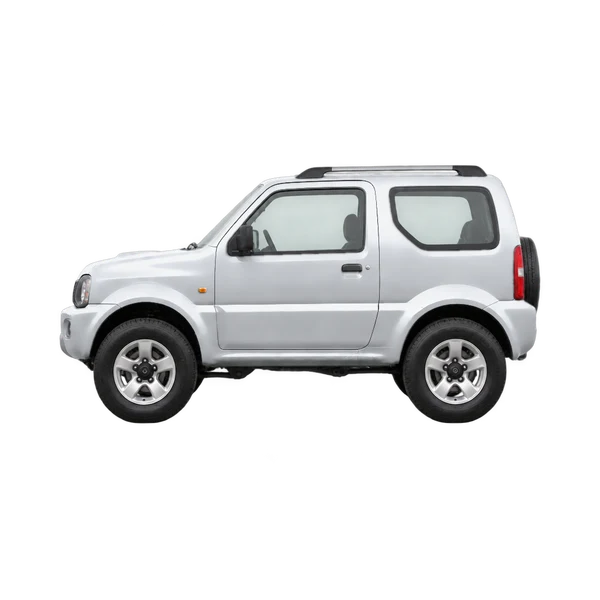 Suzuki Jimny 2007 باللون فضي، منظر جانبي (متجه إلى اليسار)