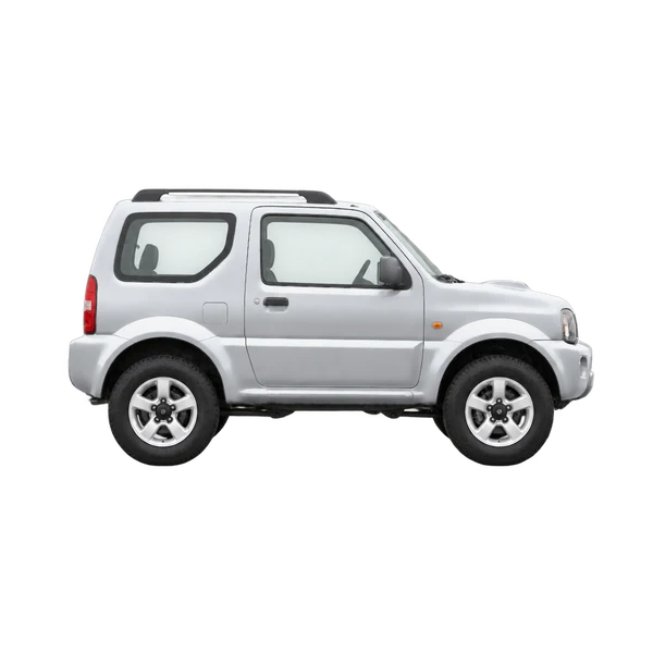 Suzuki Jimny 2007 باللون فضي، منظر منظر جانبي (باتجاه اليمين)