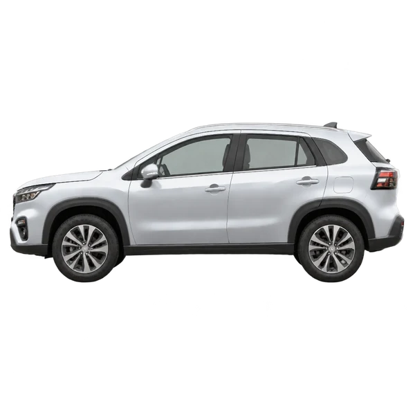 Suzuki S-Cross 2025 prata, vista lateral (voltada para a esquerda)