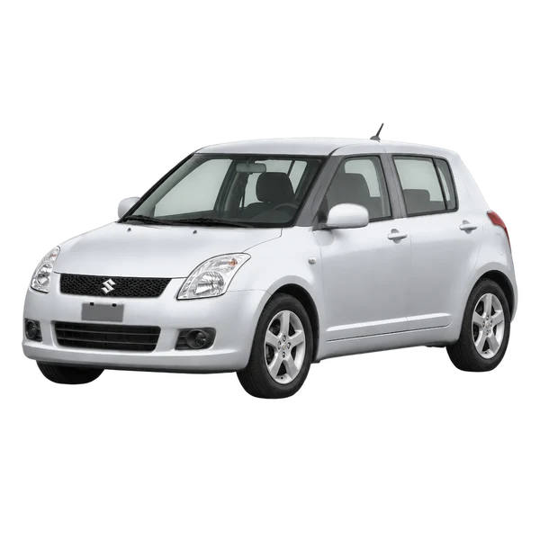 Suzuki Swift 2008 prata, vista dianteira em três quartos (voltada para a esquerda)