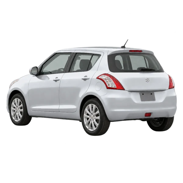 2014 Suzuki Swift in Silber, Ansicht: Dreiviertelansicht von hinten (nach links gerichtet)