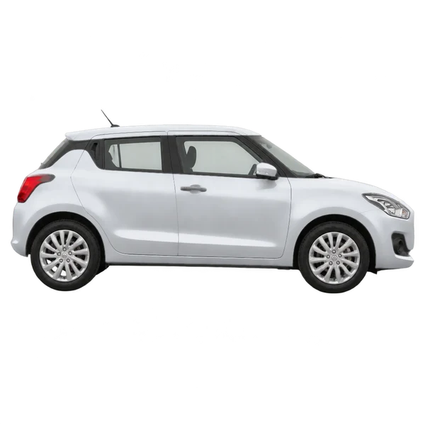 Suzuki Swift 2018 باللون فضي، منظر منظر جانبي (باتجاه اليمين)