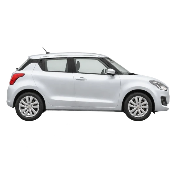 Suzuki Swift 2021 باللون فضي، منظر منظر جانبي (باتجاه اليمين)