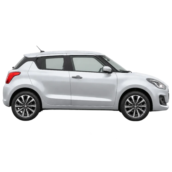 2023 Suzuki Swift in Silber, Ansicht: Seite (nach rechts gewandt)