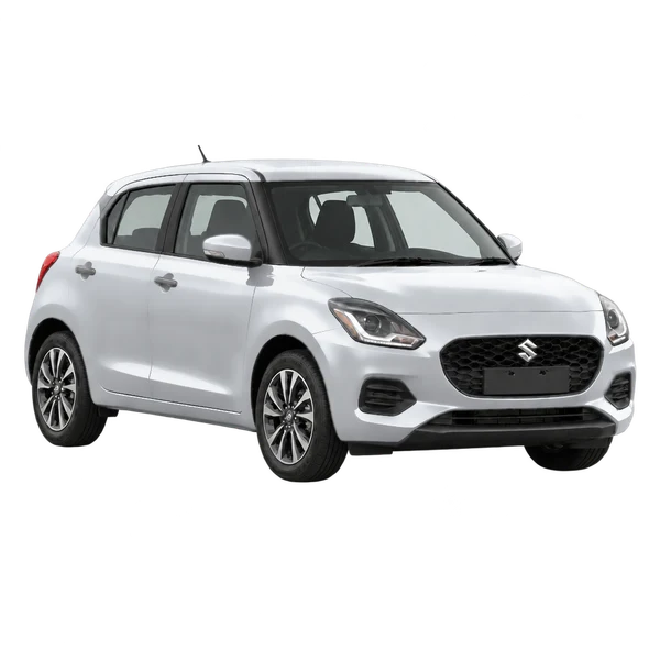 Suzuki Swift 2025 argent, vue trois-quarts avant (orienté vers la droite)