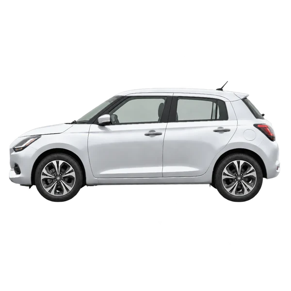 Suzuki Swift 2026 argent, vue côté (vers la gauche)