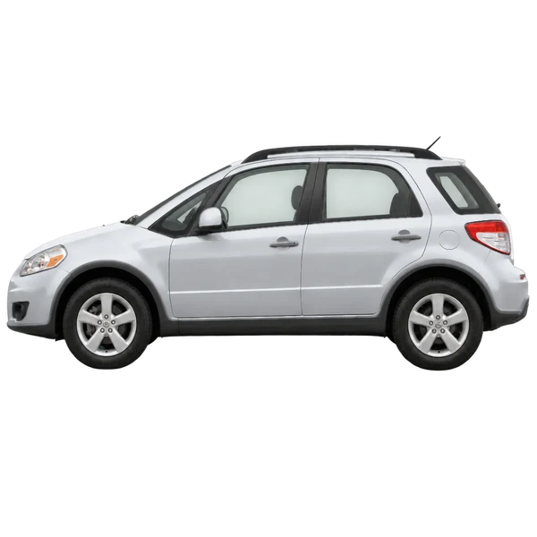 silver 2010 Suzuki SX4 side (facing left) view