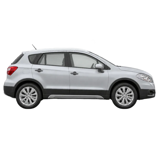 Suzuki SX4 2016 en plateado, vista lateral (hacia la derecha)