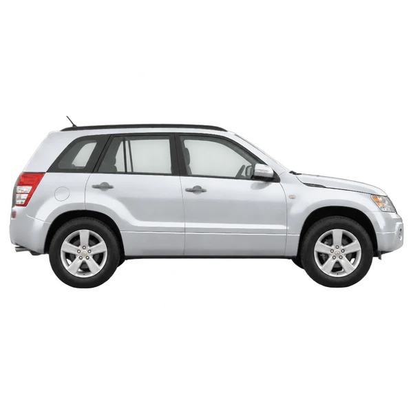 Suzuki Vitara 2010 en plateado, vista lateral (hacia la derecha)