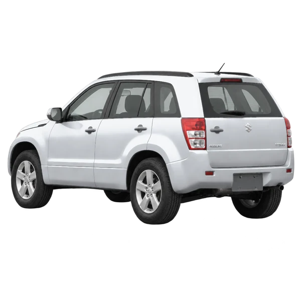 Suzuki Vitara 2011 en plateado, vista tres cuartos trasero (mirando a la izquierda)
