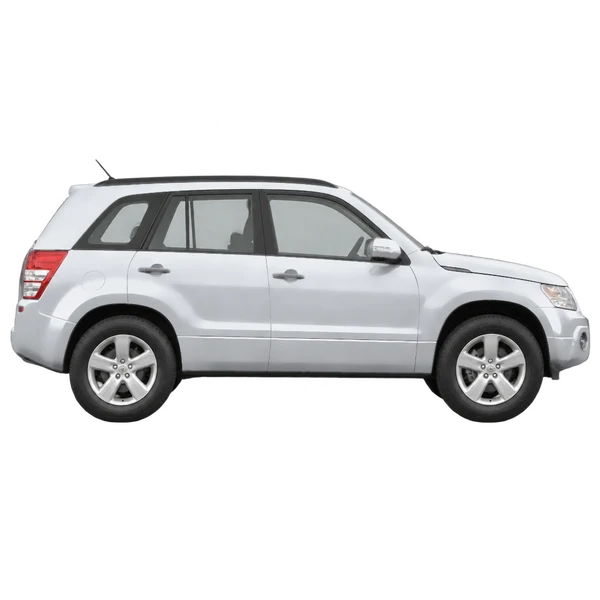 Suzuki Vitara 2011 en plateado, vista lateral (hacia la derecha)